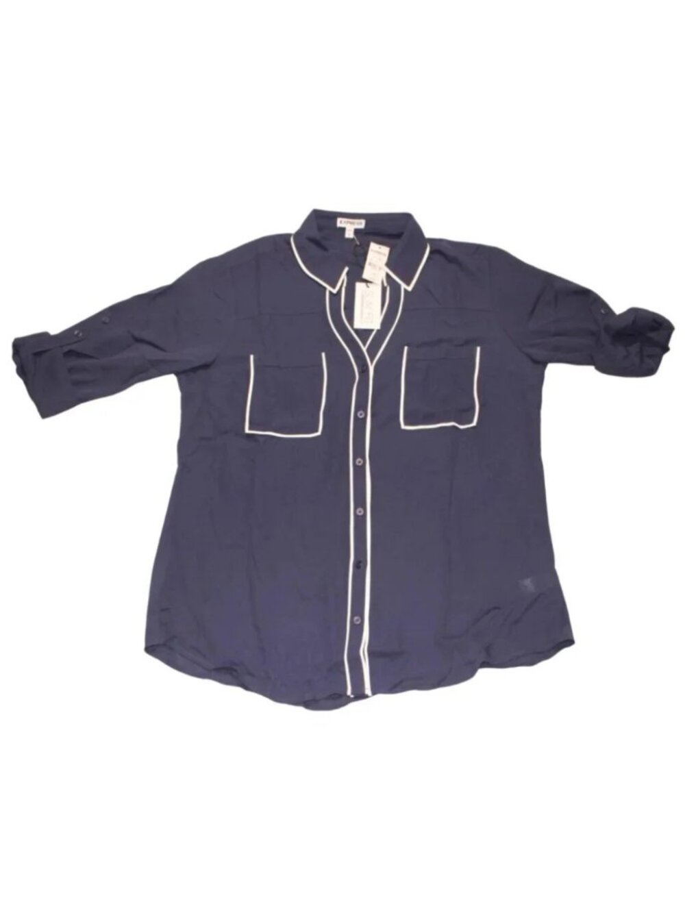 Express Women's Long Sleeve Button-up Blue Shirt NWT Size L